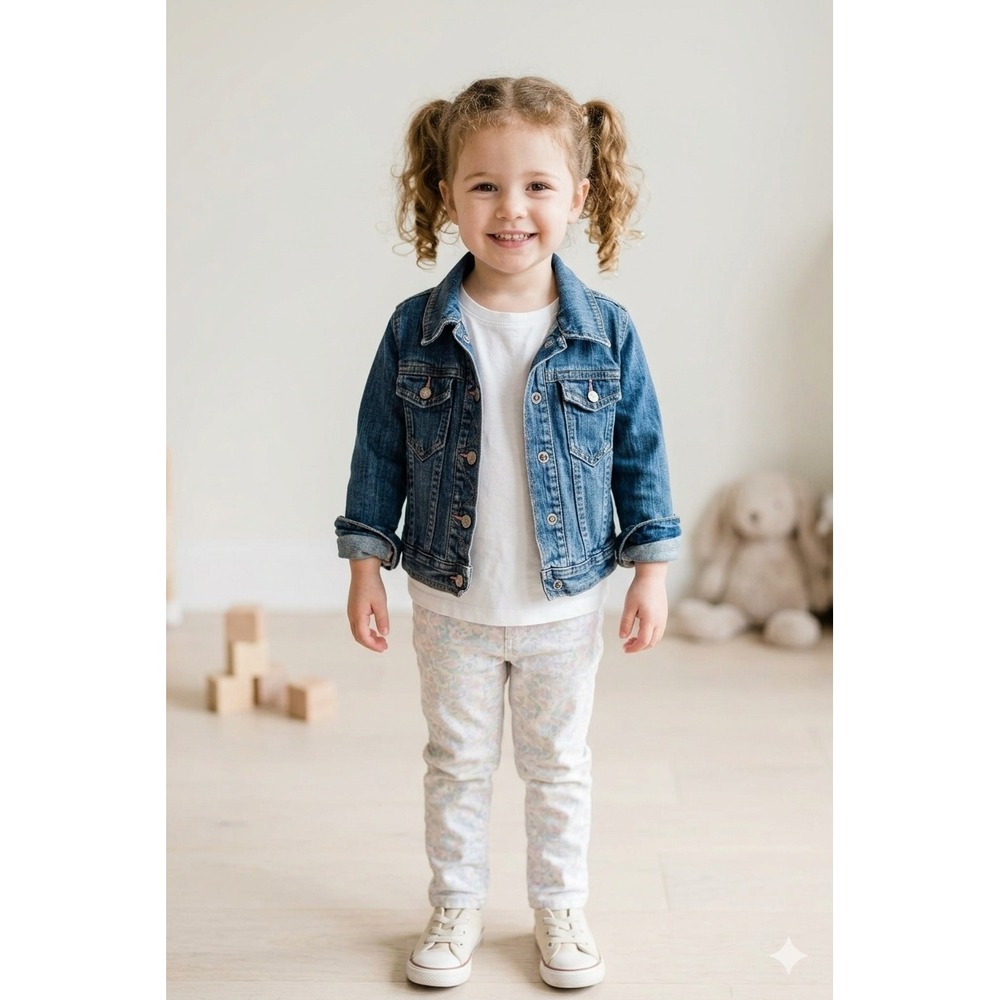Gap Kids Girls Denim Jacket Blue Stretch Trucker Jean Coat XS 4-5 RN54023